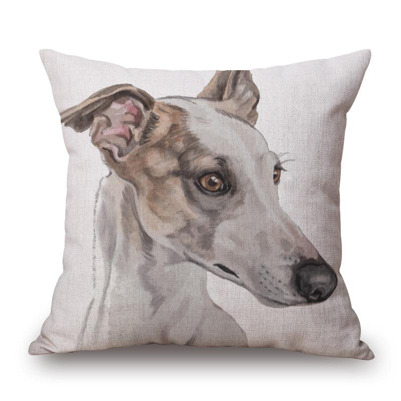 Hand Painting Dog Posters Cushion Cover Greyhound Bull Terrier Labrador Animals Portrait Pillowcase Decorative Pillows For Sofa