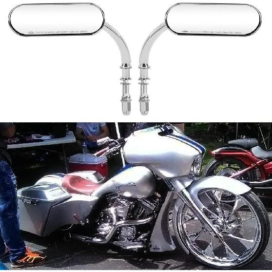Chrome Oval Shape Motorcycle Mirrors,Upgrade Rearview Motorcycle Mirrors Compatible with Harley Road King Softail Street Glide Electra Dyna And More