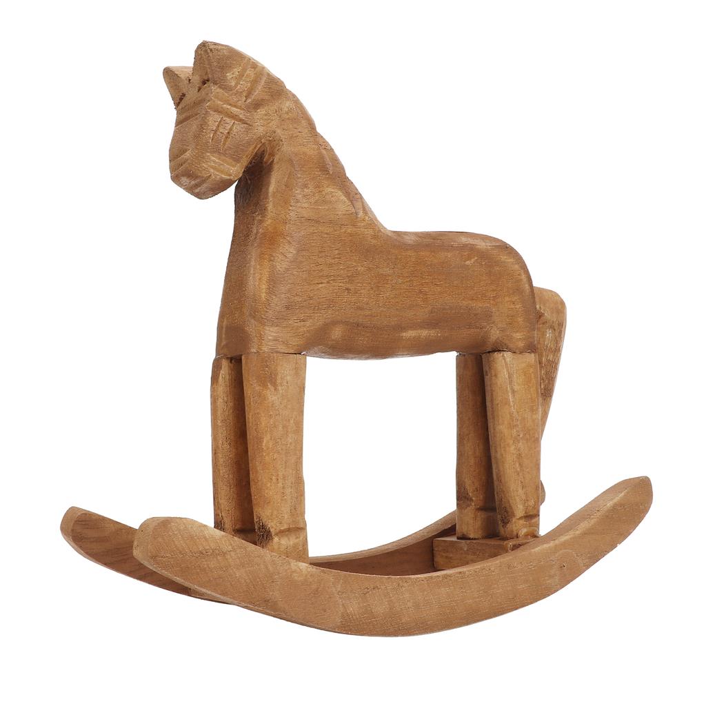 Rocking Horse Decor Handcrafted Pine Horse Ornaments Wooden Horse Toy for Bedside Table Bookrack