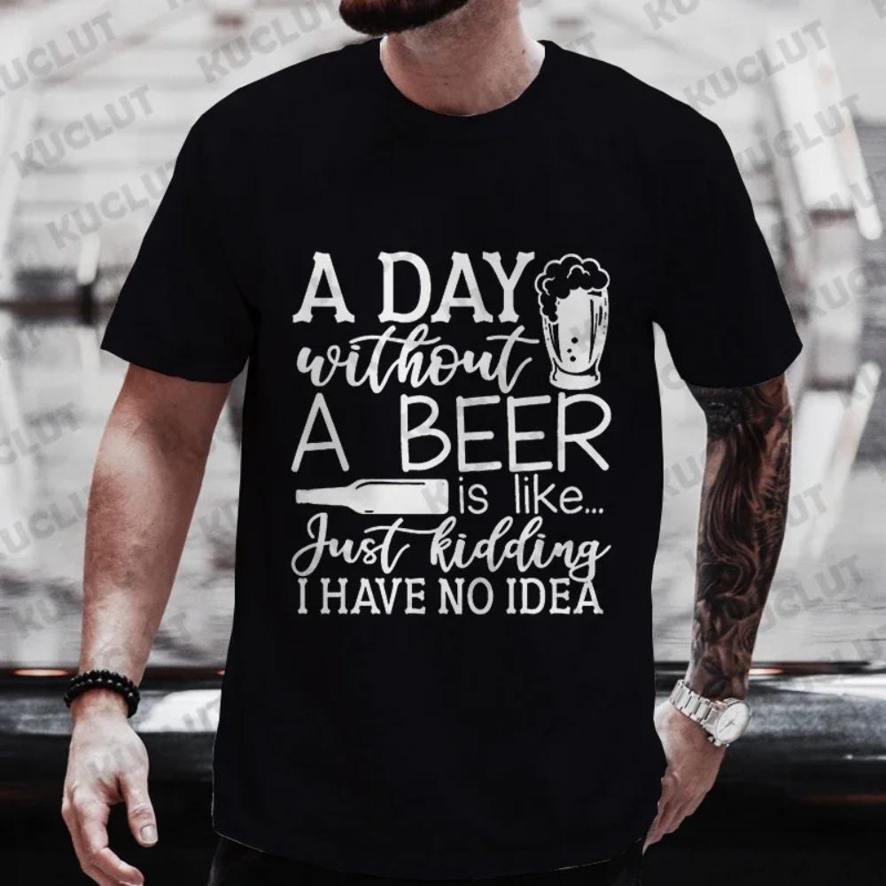 Dzień Piwa Śmieszny Graficzny T-shirt Y2k dla Mężczyzn Impreza z Piciem Krótki Rękaw Letnia Moda Casualowa Odzież Uliczna Oversize