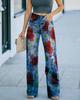 Plus Size Women's Casual Wide-Leg Faux Jeans