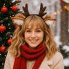 Plush Deer Ears Reindeer Antler Headband Party Headpiece Antler Hair Hoop Headwear  for Kids Adult