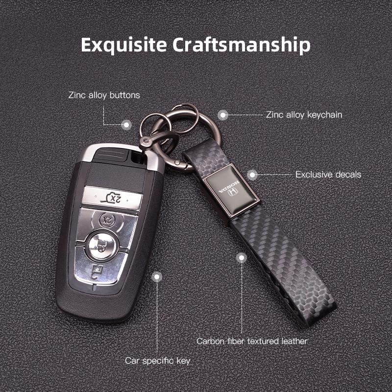 Honda Car Badge Keychain Carbon Fiber Keyring Accessories For Honda Civic FIT Accord Prelude CRV 5th City CRZ CRX Jazz HRV Pilot TO0