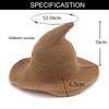 Cotton Knit Pointed Wizard Hat Womens Wide Brim Witch Hat Foldable Bucket Hat