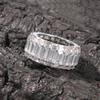 THE BLING KING 11mm Square CZ 3 Rows Hiphop Iced Out Baguettecz Ring Gold/White Gold Color Fashion Men Women Party Rings Jewelry