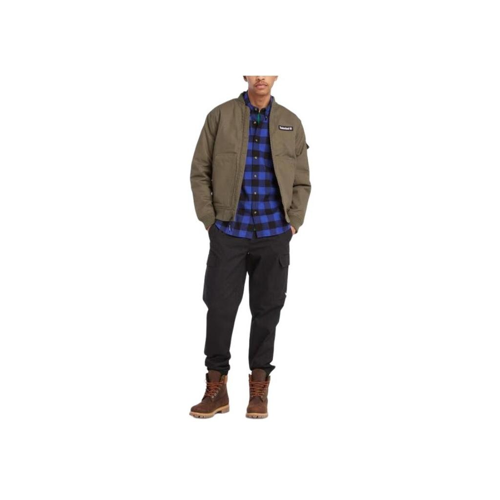 Timberland Solid Color Stand Collar Fashion Warm Long Sleeve Jacket Men jackets Army-Green A6JR9-A58