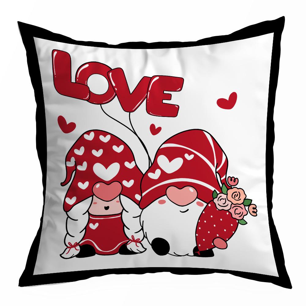 Valentine's Day Pillowcase, Peach Skin Velvet Heart Print Home Fabric Sofa Pillow, Car Waist and Back Cushion Cover