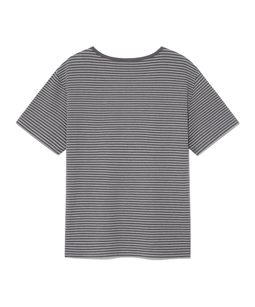 THE COLDEST MOMENT (W) Tcm Stripe Round Henley Neck T (Grey)