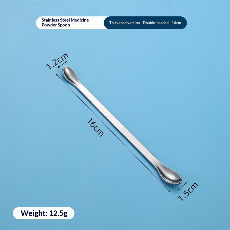 Stainless Steel Medicinal Spoon Ladle Double-ended Experiment Pharmacy Lab Use Reagents Sample Spatula Weighing Spoon