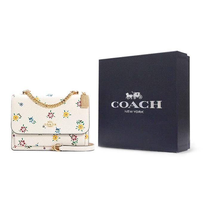 Coach Klare 21 Floral Print Flap Chain Leather Accordion Shoulder Crossbody Bag Small Women Bags White C4090-IMCAH