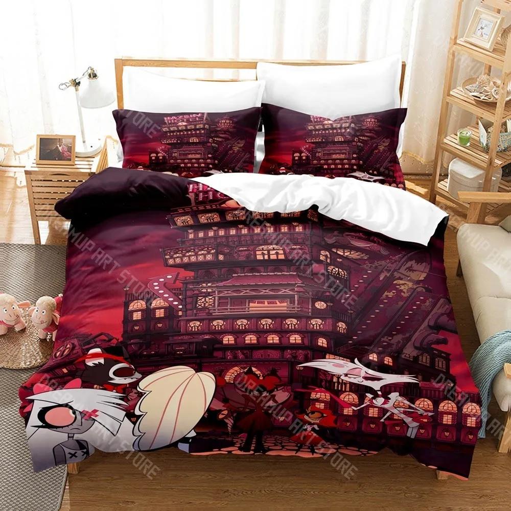 3D Print Hazbin Hotels Bedding Set Single Twin Full Queen King Size Bed Set Adult Kid Bedroom Duvetcover Sets
