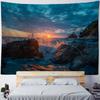 Sea view tapestry, sunrise and sunset coconut tree printed wall hanging cloth, home wall background, sofa covered blanket