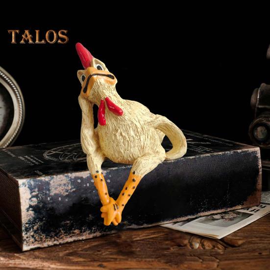 Sitting Chick Figurine Cartoon Yellow Chicken Statue Sculpture Resin Hen Animal Model Home Office Bookshelf Desktop Decoration Ornament