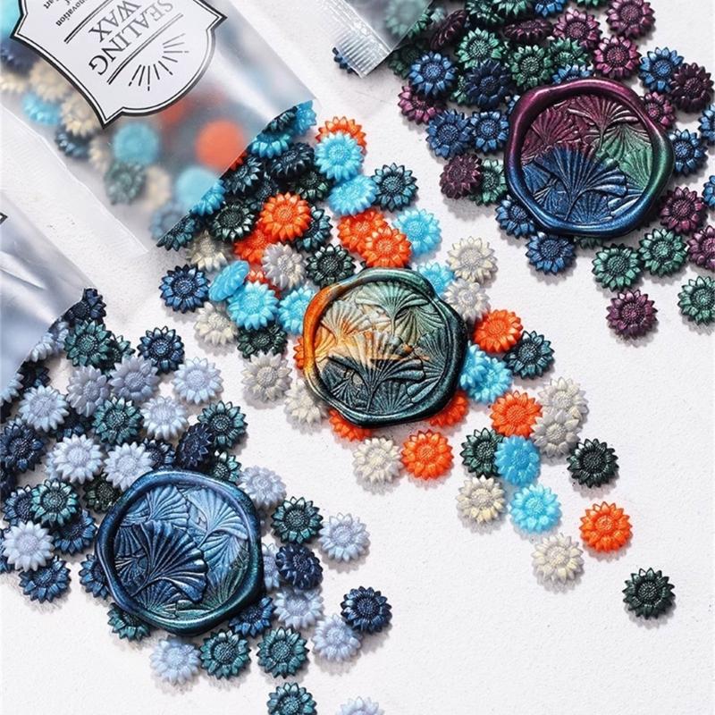 100Pcs Gilter Sealing Wax Beads for Wax Seal Stamp, Flower Wax Seal Beads for Gift Wrapping, Invitation Envelope Decor