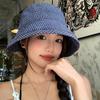 Summer Plaid Bucket Cap Curled Bow Plaid Sun Hat Foldable Quick-Dry Fisherman Caps Outdoor Mountaineering Hat