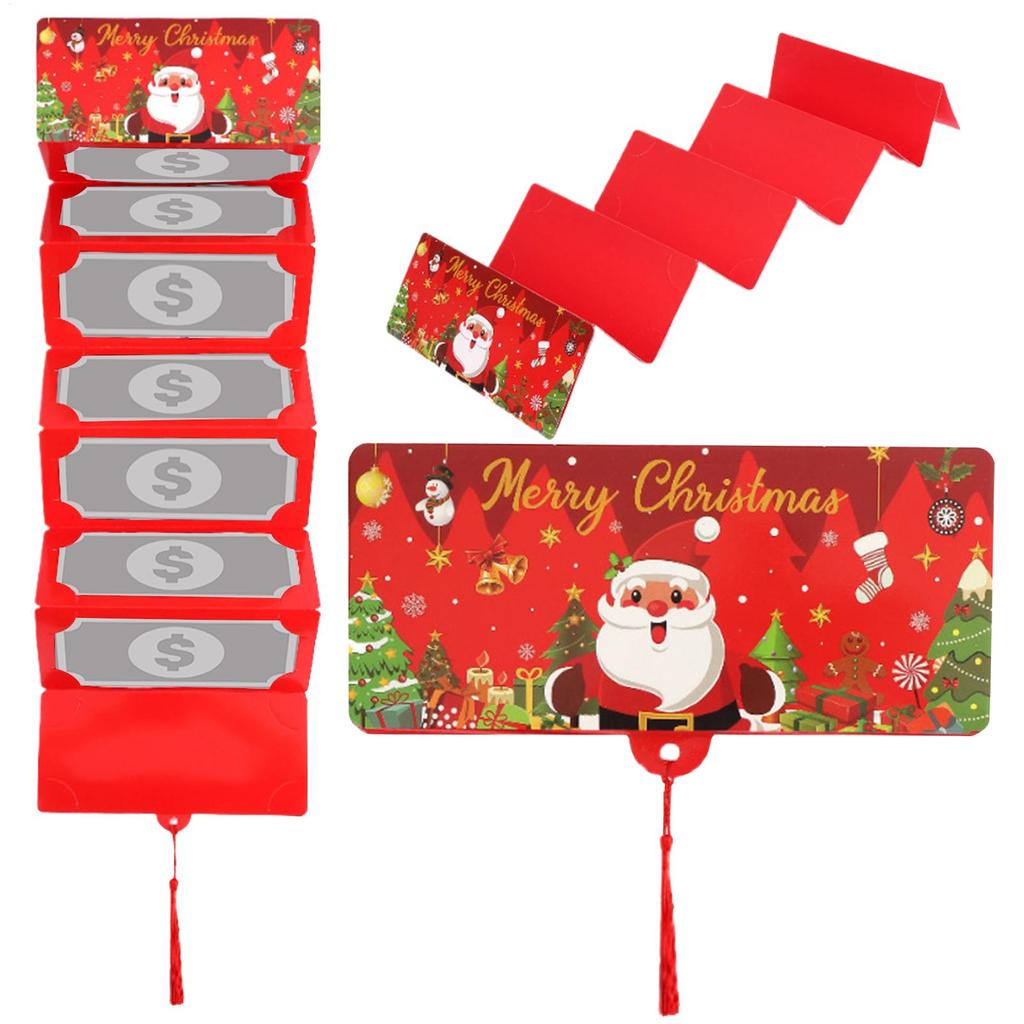 Christmas Envelope Folding Santa Claus Christmas Money Card Holder Envelope Red Lucky Folding Banknote Card Navidad Gift Cards
