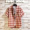 Camisa Casual Vintage a Cuadros de Manga Corta de Talla Grande para Hombre