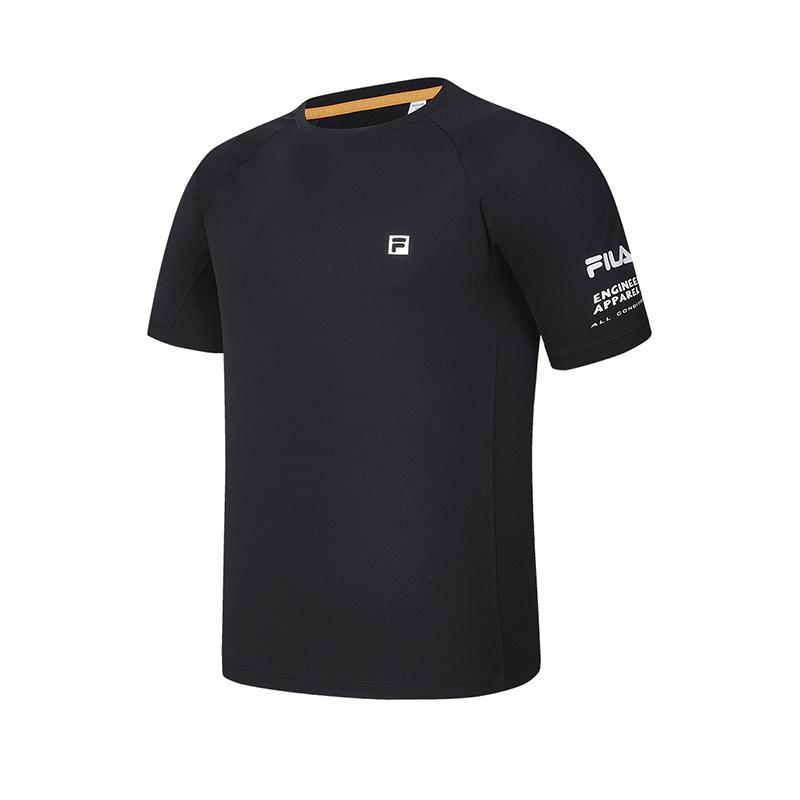 FILA Explore Series Solid Color Crew Neck Pullover Short Sleeve T-Shirt Men Tops Deep-Black A11M427115FBK