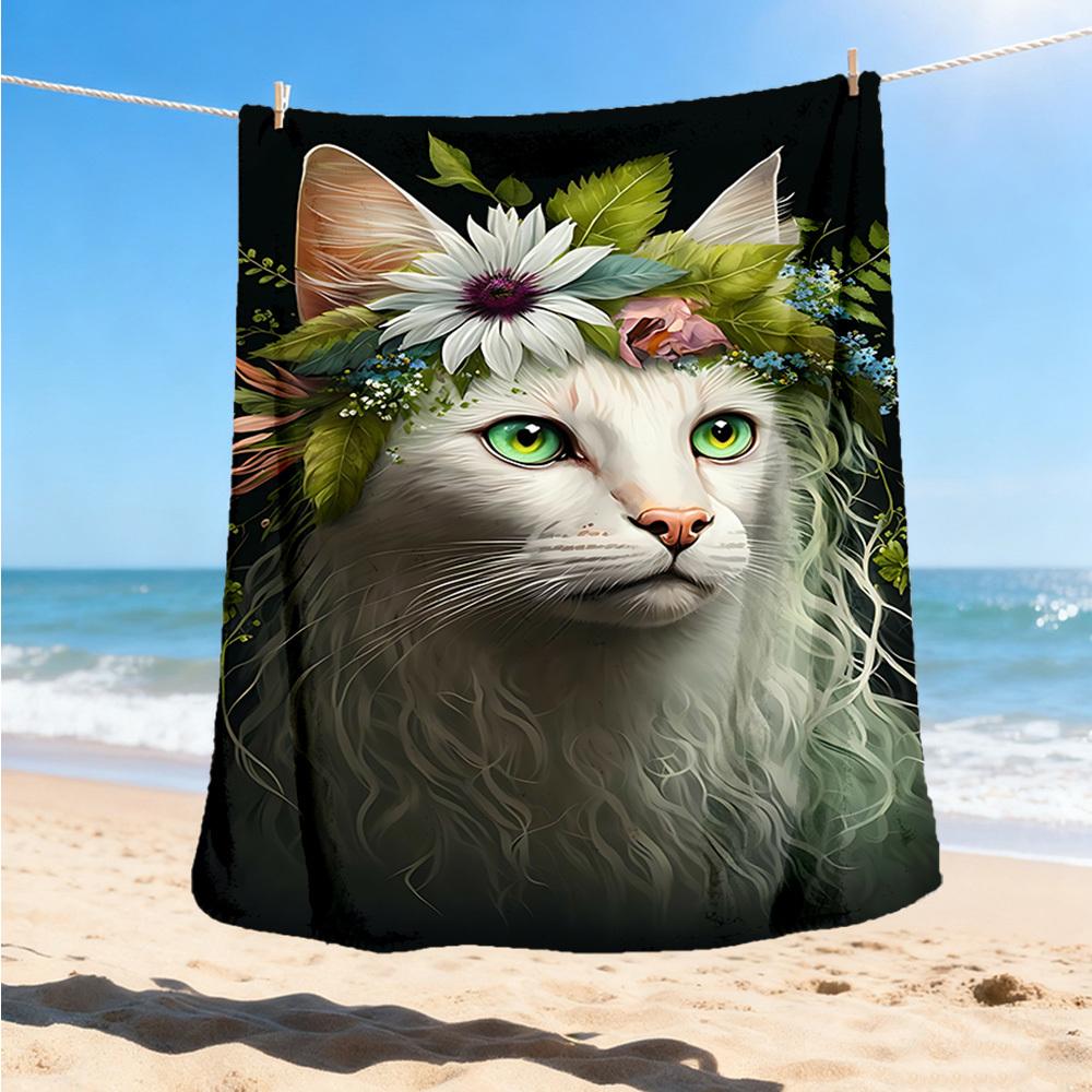 

1pc Feline, Floral Outdoor Blanket - Soft Flannel Cozy for Travel & Camping - All-Season Warm Bed Cover, Machine Washable yy251229107 75x90cm