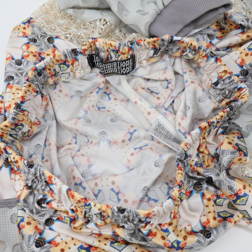 TATA CHRISTIANE White X Silver Material Switching Easy Pants Bottoms Not Written multicolorUsed