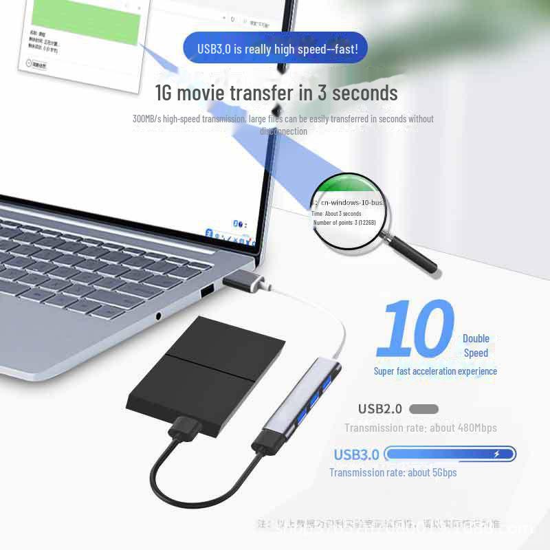 USB3.0 Type-C Expansion Dock: 1-to-4 Notebook Hub for USB Devices