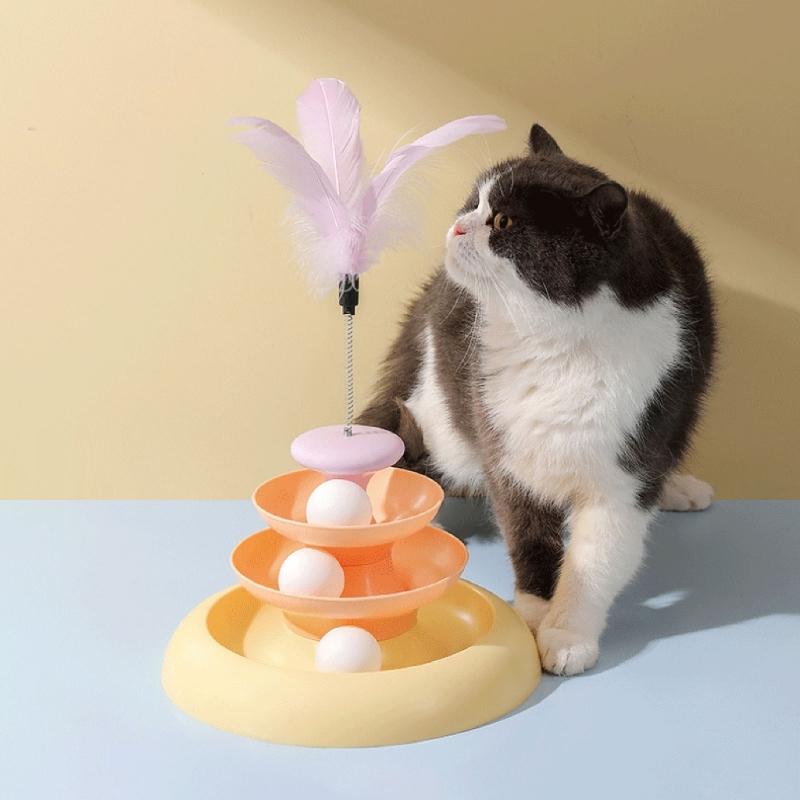 Cats Feather Toy Roll Track Cats Tower Toy Interaction Cats Toy Indoor Toy Boredom Cats Stress Toy