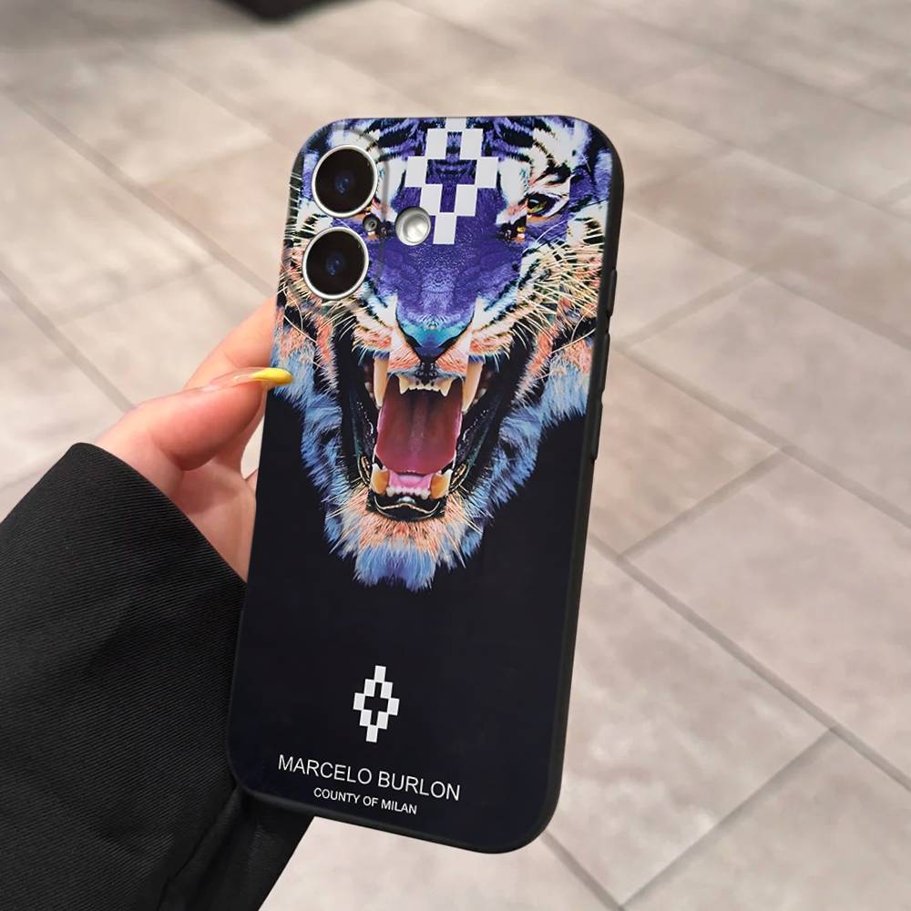 M-MARCELO B-BURLON For IPhone 17 16 15 14 13 12 11 Pro Max 13 17Air Shockproof Soft Phone Cases Coque