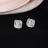 Colorful Square Print Ear Studs - Silver Needle Cute Earrings for Women, Autumn Winter High-End Sweet Luxury