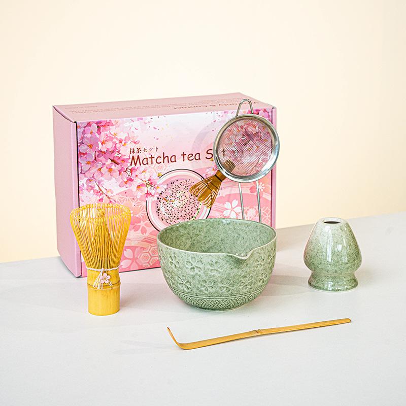 Matcha Whisk Set, Ceramic Bowl Matcha Kit & Handcrafted Bamboo Chasen, Complete 1/1 Pcs Matcha Set for Valentine's Day Gifts