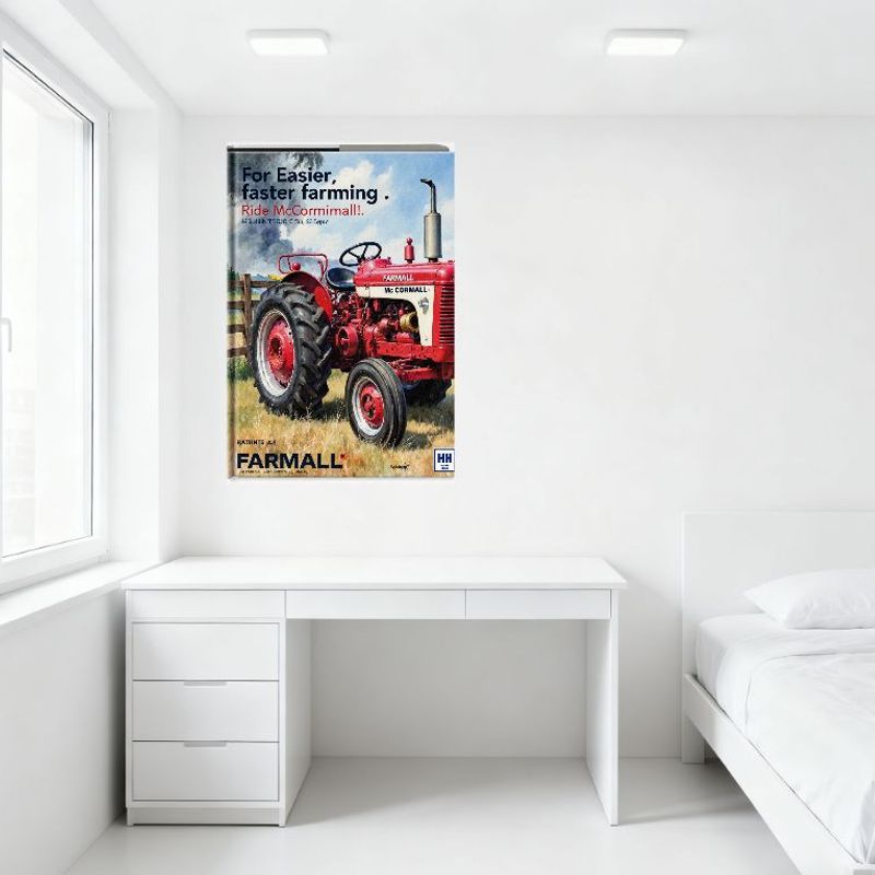 Vintage Farmall McCormick Tractor Metal Tin Sign for Home Bar Man Cave Decor, Retro Farm Machinery Art Poster, Farm Equipment Ad