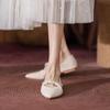 Fashion Shoes for Women Pointed Toe Apricot Pearl Wedding Bride Shoe Woman Flats Comfortable and Elegant Casual Walking Daily Routine 39