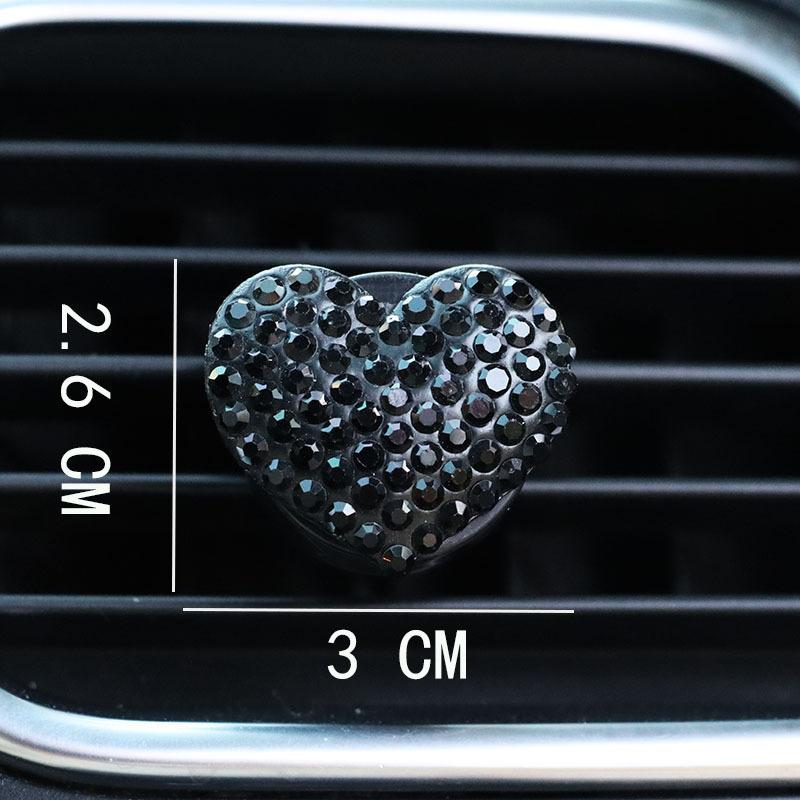 2Pcs/Set Heart-Shaped Car Air Outlet Perfume Clip Rhinestone Car Air Conditioning Air Outlet Perfume Decoration Clip Car Auto Ac