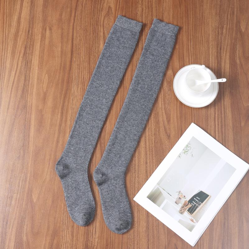 

Женские кашемировые цветные носки с присборенным верхом, однотонные, длинные, для улицы, пеших прогулок, ходьбы, защиты лодыжки и стопы, мягкие для зимы M серый