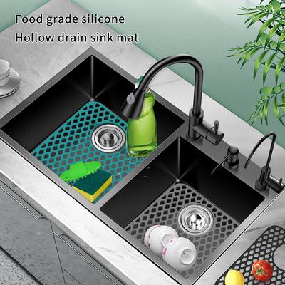 Silicone Sink Protectors Kitchen Sink With Center Drain Grid Accessory Non-Slip Heat-Resistant Mat