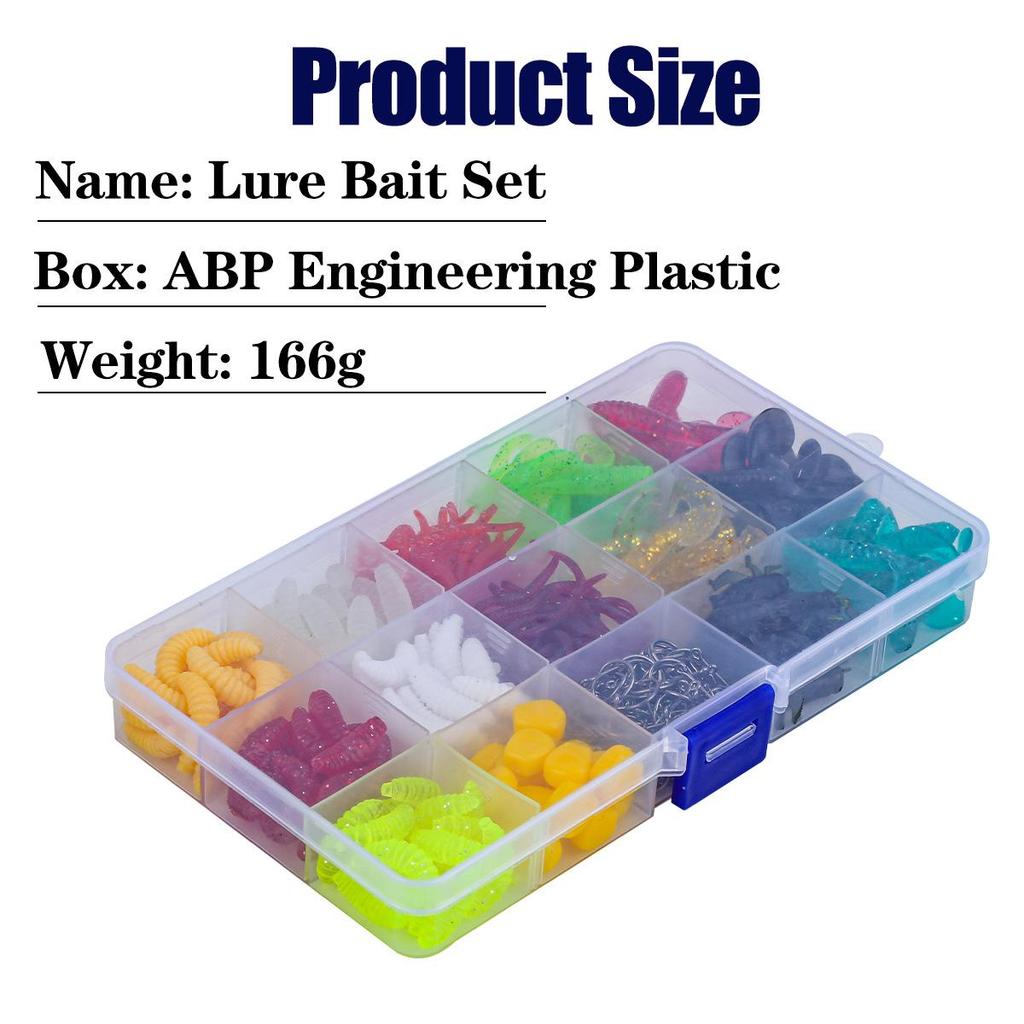 330-Piece Soft Lure Set with Iseama Hooks in 15-Grid Box