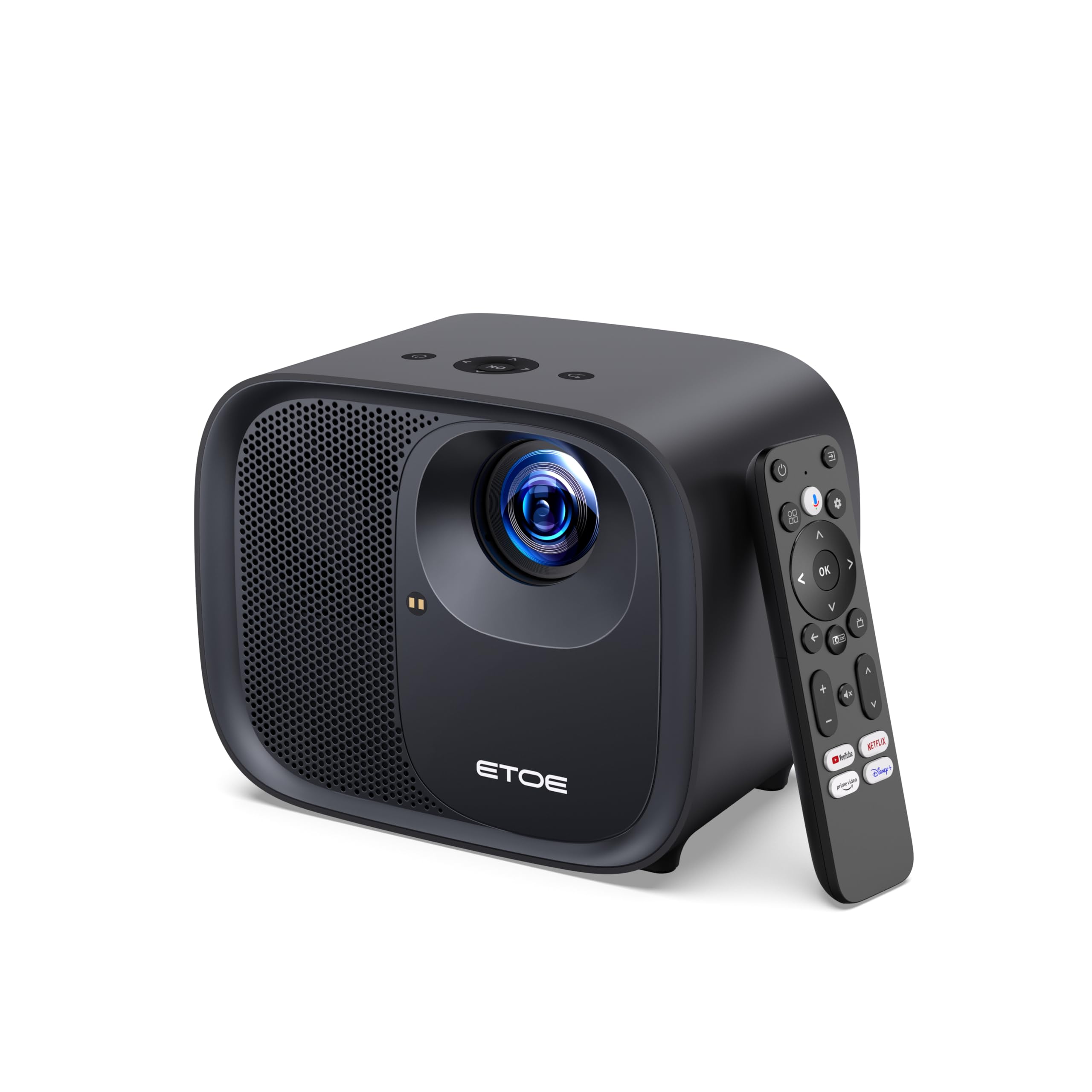 

ETOE 4K Android TV with Full HD High 600 5G Automatic Keystone HiFi Ceiling Tripod Chromecast Black Projector, 11.0 Netflix, 1080p, Brightness, ANSI, чорний