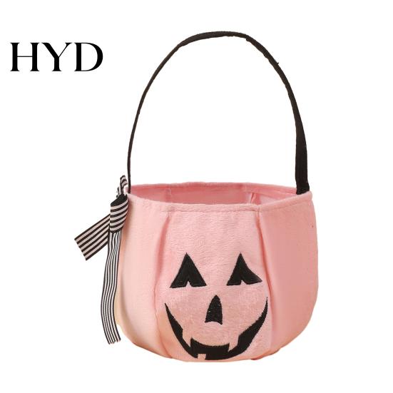 Portable Trick or Treat Bag Halloween Pumpkin Candy for Kids, Tote Kids with Handle, Reusable Snack Bucket Party Favors