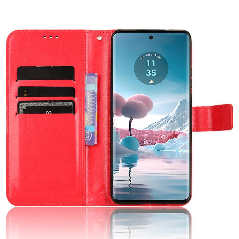 

For Motorola Edge 40 Neo 5G Case Full Protection Wallet Phone Leather Cover Red