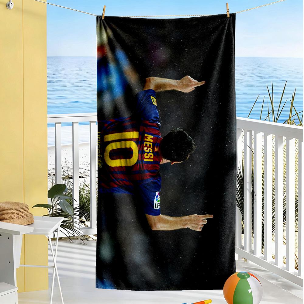 Messi Celebrates Victory Beach Towel Super Soft Microfiber Quickdry Fabric Comfortable Lightweight
