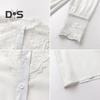 Women Shirt Lace Patchwork Stand Collar Flower Embroidery Single Breasted Long Sleeve Solid Color OL Commute Style Soft Lady Spring Fall Top Blouse
