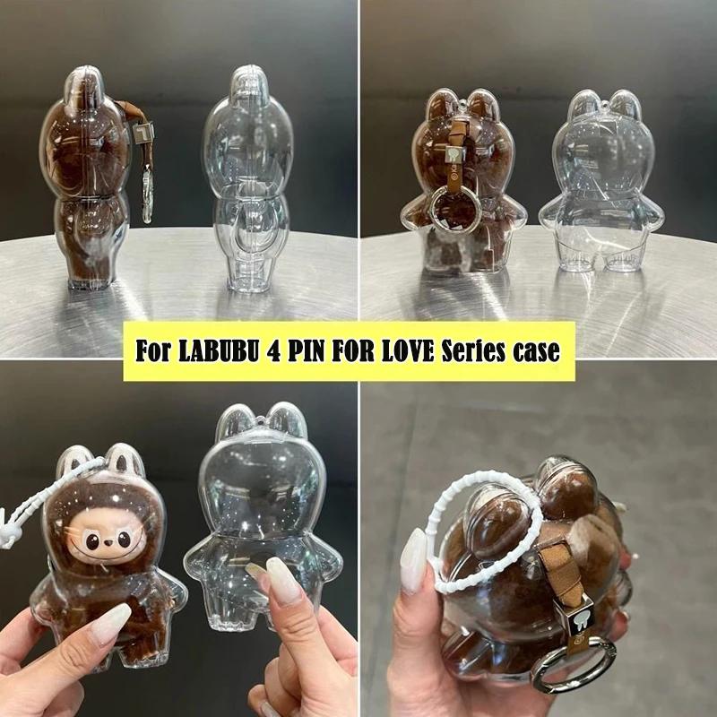 3/1Pcs Transparent Protective Case And Bag For Labubu 4.0 Pin Of Love Series Doll Dust Cover Storage Box Display Bag Accessories