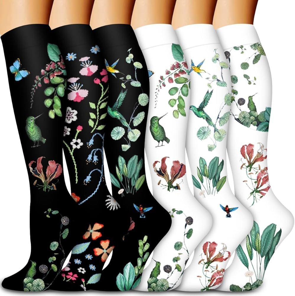 6Pairs Compression Socks For Women And Men - Best For Circulation, Running, Athletic, Recover, Travel