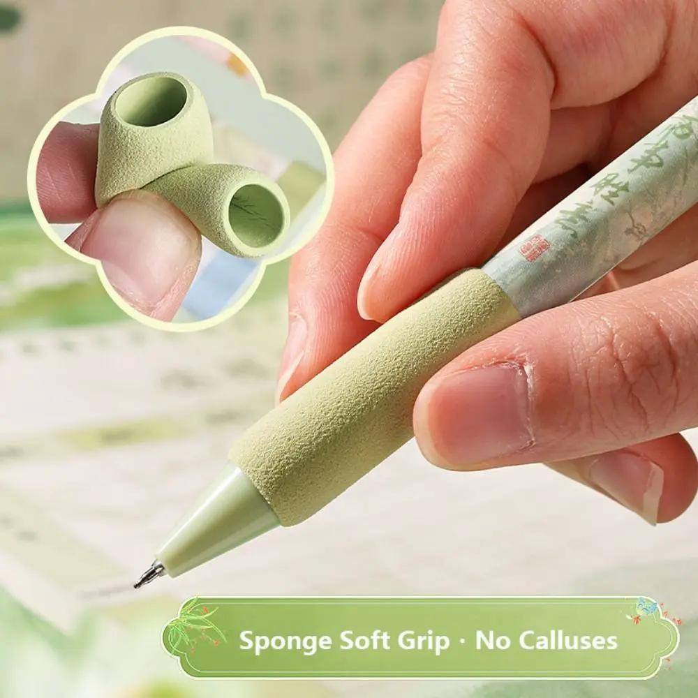 4PCS/Set Creative Soft Grip Gel Pen Press Type 0.5mm Black Ink Ballpoint Pen Butterfly Patch Neutral Pen Gift Writing Tools