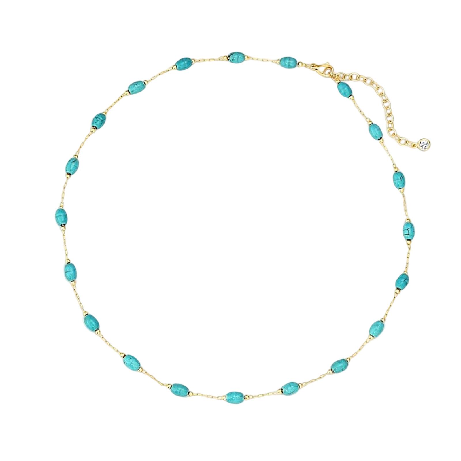 

Lightweight Stainless Steel Turquoise Necklace Neck Beaded Jewelry For Women Summer Vacation Accessory