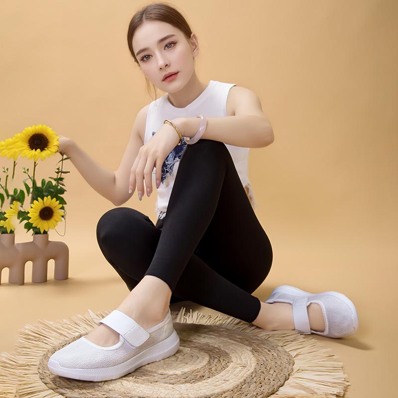 Large size nurse shoes women's little white shoes work shoes old Beijing cloth shoes non-slip flat shoes one pedal women's shoes