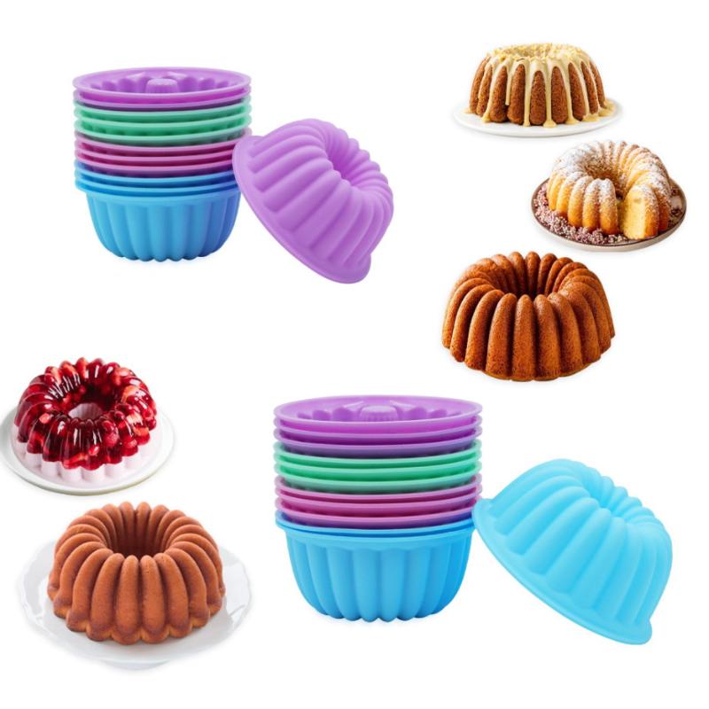 12 Piezas/Set De Moldes Para Pasteles De Silicona De Grado Alimenticio, Capacillos Para Muffins Redondos Multicolor, Moldes Para Hornear Pasteles De Silicona