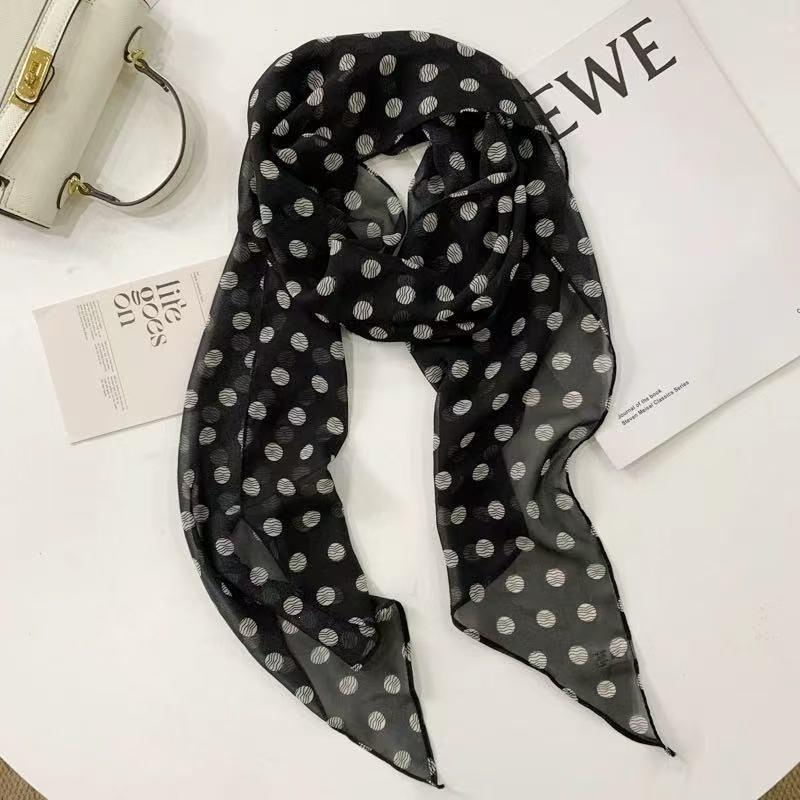 New headband, hair tie, long strip, brown polka dot silk scarf, printed high-end versatile accessories, neck women's scarf