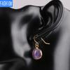 Creative Natural Convex Crystal Earrings Gold Plated Small European and American Personalized Earrings Fashion Amethyst Earrings