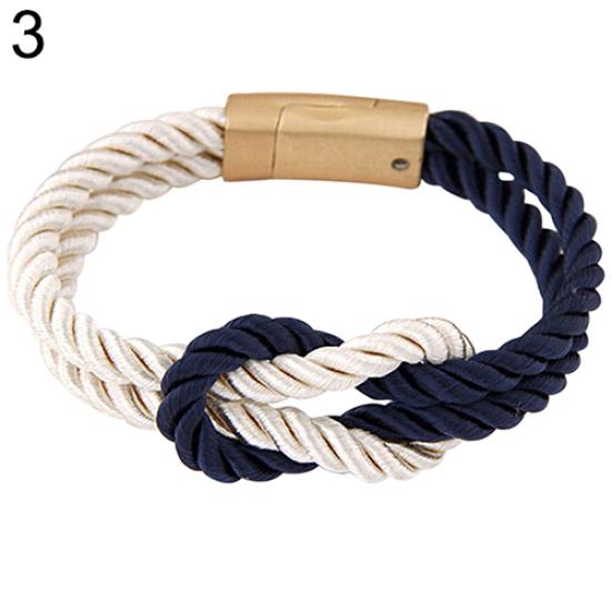 Women's Men's Braided Rope Chain Bracelet With Magnetic Clasp Bow Charm Bangle
