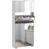 2-in-1 Shoe Cabinet, Mirrored, 4 Drop-Down Doors, Adjustable Shelves, 24 Pairs, 76x26x168cm
